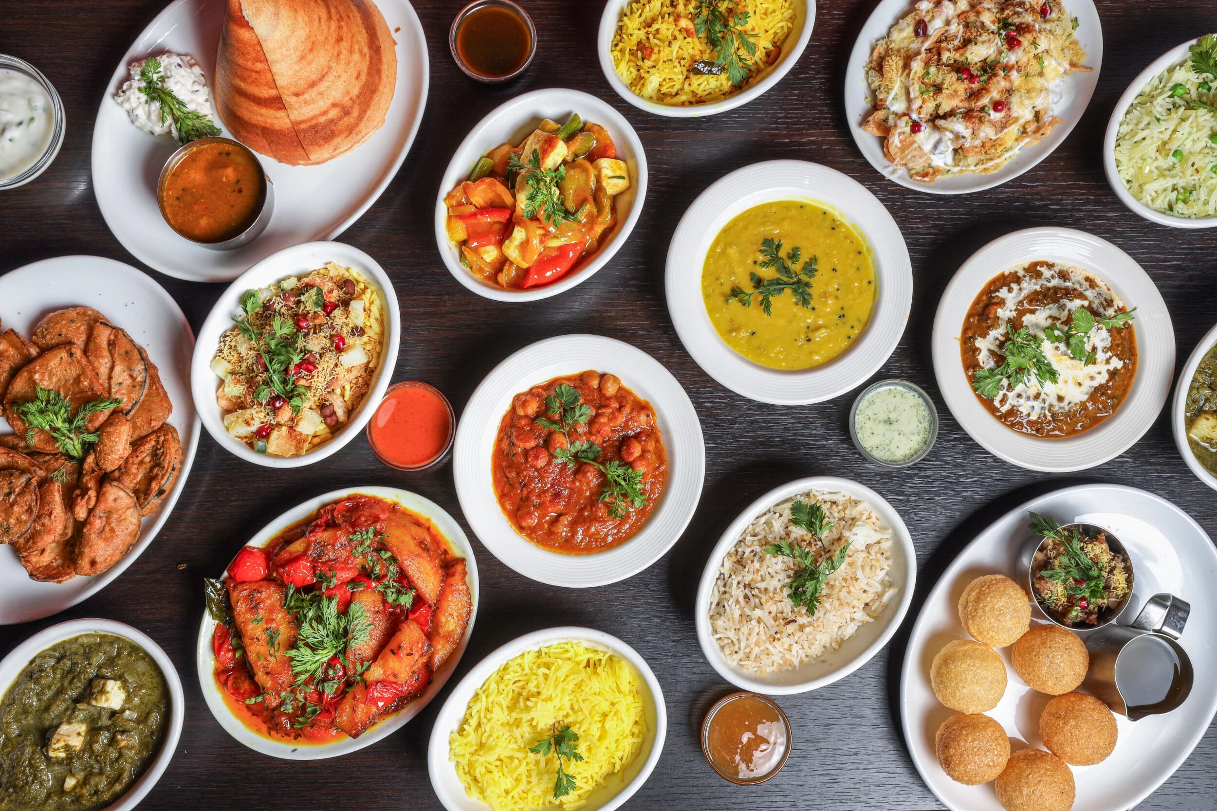 A Jai Krishna spread of vegetarian Indian dishes